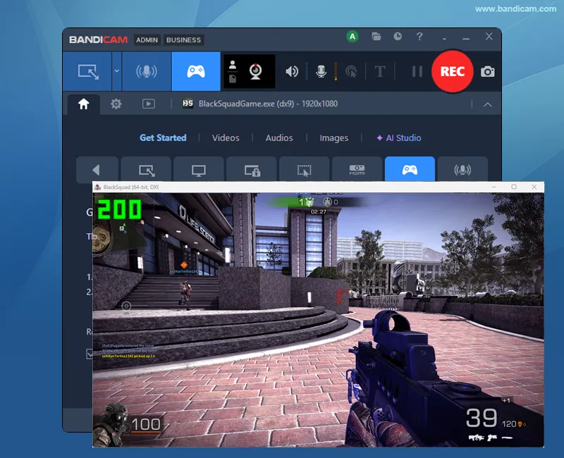 반디캠으로 녹화할 게임 윈도우를 선택하면 초록색의 FPS 숫자가 보이게 됩니다. 녹화할 게임 화면 선택